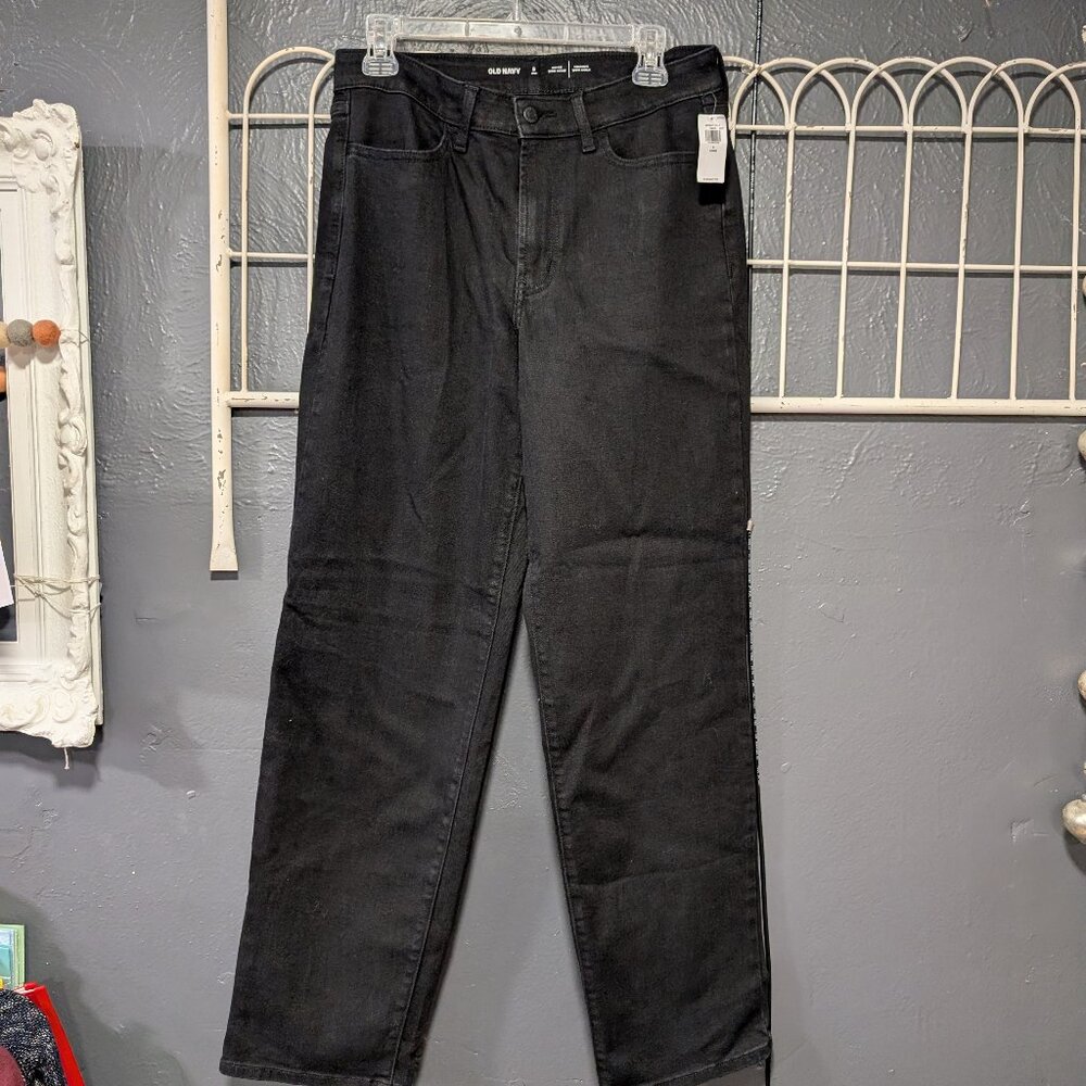 BNWT Old Navy Size 8 long High-Rise Wow Loose Black Jeans